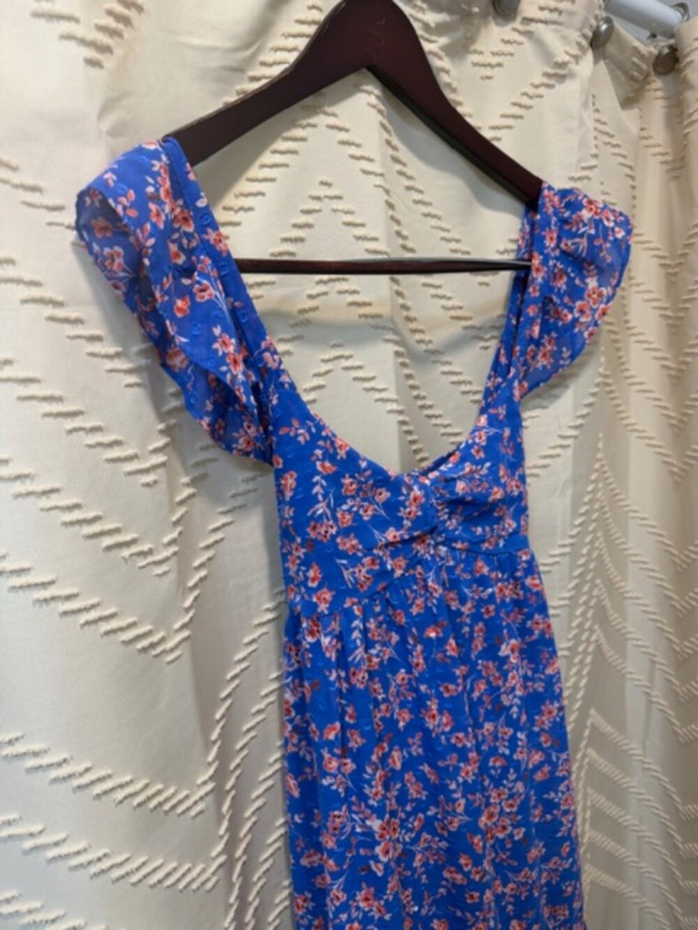 Berthie Paris Blue Floral Ruffle Tiered Midi Dress - Picture 8 of 14